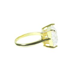 detalhe lado do anel semijoia quadrado cristal fusion banhado a ouro 18k