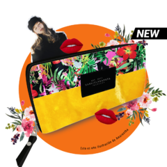 Flowers + Yellow Faux Fur Wallet