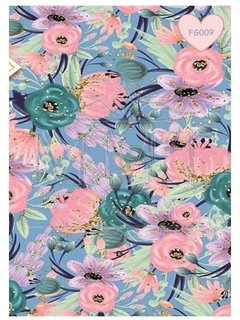 Diseño Flores rosas y turquesa