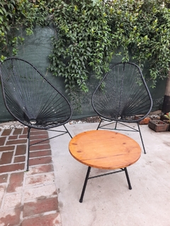 JUEGO 2 SILLAS + MESA MADERA & HIERRO