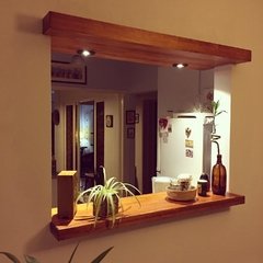 BARRA DE MADERA + REVESTIMIENTO SUPERIOR CON ESPACIO LUCES LED - comprar online