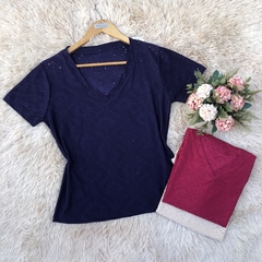 T-shirt manga curta gola V laise - Moulage moda 