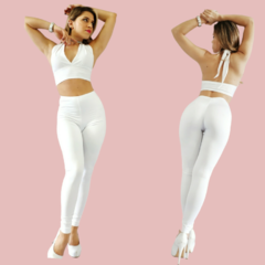Calza blanca de Lycra Suplex Drapeada en la cola Efecto Push Up -  Exentrica