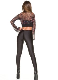 Calza Negra de lycra drapeada efecto Push Up lisa -  Exentrica