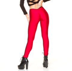 Calza Roja de lycra de malla Brillosa drapeada en la cola efecto Push Up - comprar online