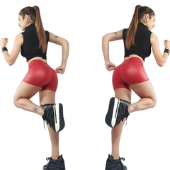 Imagen de Shorts Engomado Negro-Rojo Drapeado En La Cola Efecto Push Up