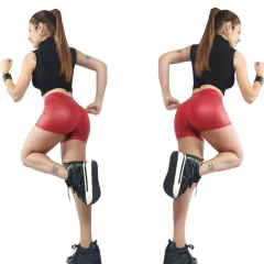Imagen de Shorts Engomado Negro-Rojo Drapeado En La Cola Efecto Push Up