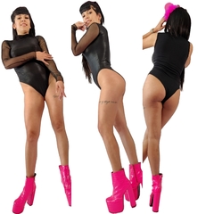 Body Engomado cuello polera Manga larga con Transparencias - comprar online
