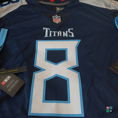 Limited Men's Marcus Mariota Navy Blue Home Jersey - #8 Football Tennessee  Titans 100th Season Vapor Untouchable Size 40/M