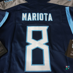 Limited Men's Marcus Mariota Navy Blue Home Jersey - #8 Football Tennessee  Titans 100th Season Vapor Untouchable