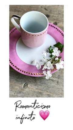 Plato Postre Oro Dots Fucsia en internet