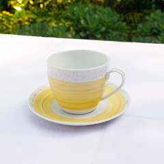 Set: Taza de té amarilla con plato