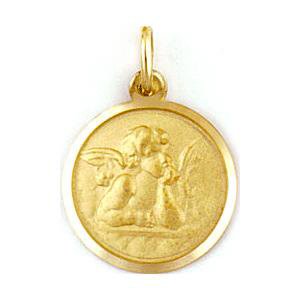 Medalla de oro 18 Kilates Angel De La Guarda 12mm #MED0094