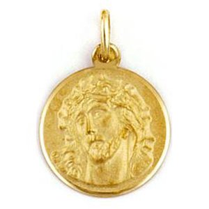 Medalla de oro 18 Kilates Cara de Cristo 15mm #MED0253