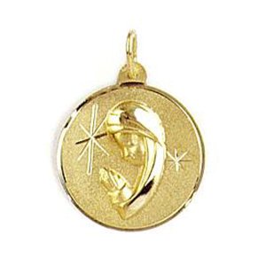 Medalla de oro 18 Kilates Virgen NiÐa 12mm #MED0244