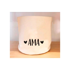 CESTO CONTENEDOR DE LIENZO CON ESTAMPA 20x20 cms - comprar online