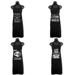 DELANTAL NEGRO ESTAMPADO