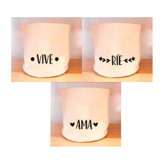 CESTO CONTENEDOR DE LIENZO CON ESTAMPA 20x20 cms