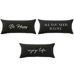 FUNDA ALMOHADON LIENZO NEGRO 30x60CM