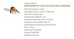 Motosierra naftera 20” 52cc GS-5200 Lusqtoff - comprar online