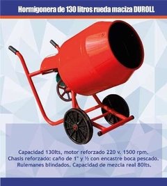 Hormigonera Duroll 130lt Rueda Maciza