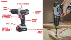 Taladro /Atornillador 12V Litio WORKPRO (W122032) - comprar online
