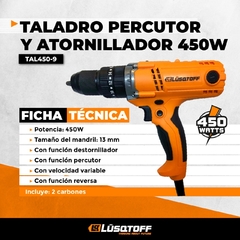 TALADRO ATORNILLADOR CON PERCUSION 13MM 450W (TAL450-9) LUSQTOFF en internet