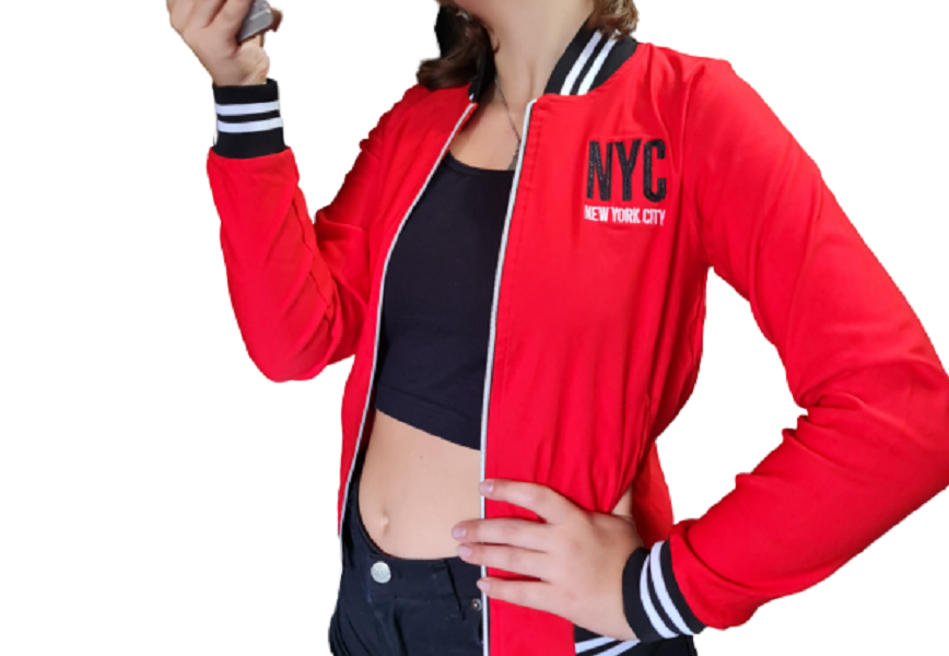 Campera de bengalina elastizada NYC, roja, talle L (b051020)