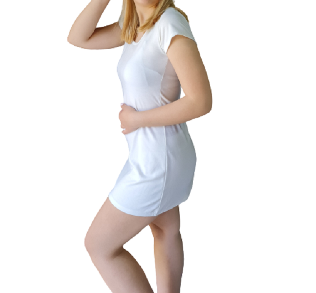 Vestido modal corto con mangas | VER - Vidrieras en Red
