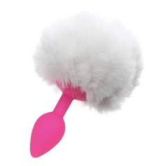 Plug anal com rabo Pompom em silicone Branco P