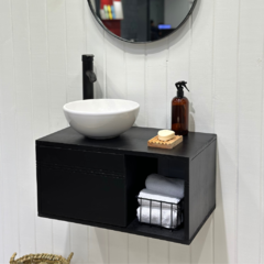 VANITORY MUEBLE COLGANTE CITRUS NEGRO CON PUERTA 60X30X35 - Murr Tienda Online