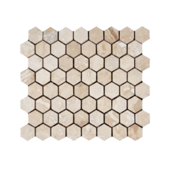 Venecita Revestimiento Hexágono de Mármol Travertino para Baño y Cocina 31 cm x 27 cm
