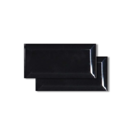 Azulejo Subway Biselado Negro 7.5 cm x 15 cm