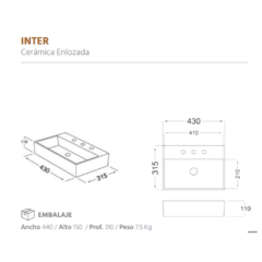 Bacha de loza Inter 3 agujeros - Murr Tienda Online