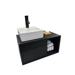 VANITORY MUEBLE COLGANTE CITRUS NEGRO CON PUERTA 60X30X35