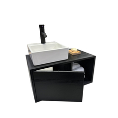 VANITORY MUEBLE COLGANTE CITRUS NEGRO CON PUERTA 60X30X35 - comprar online