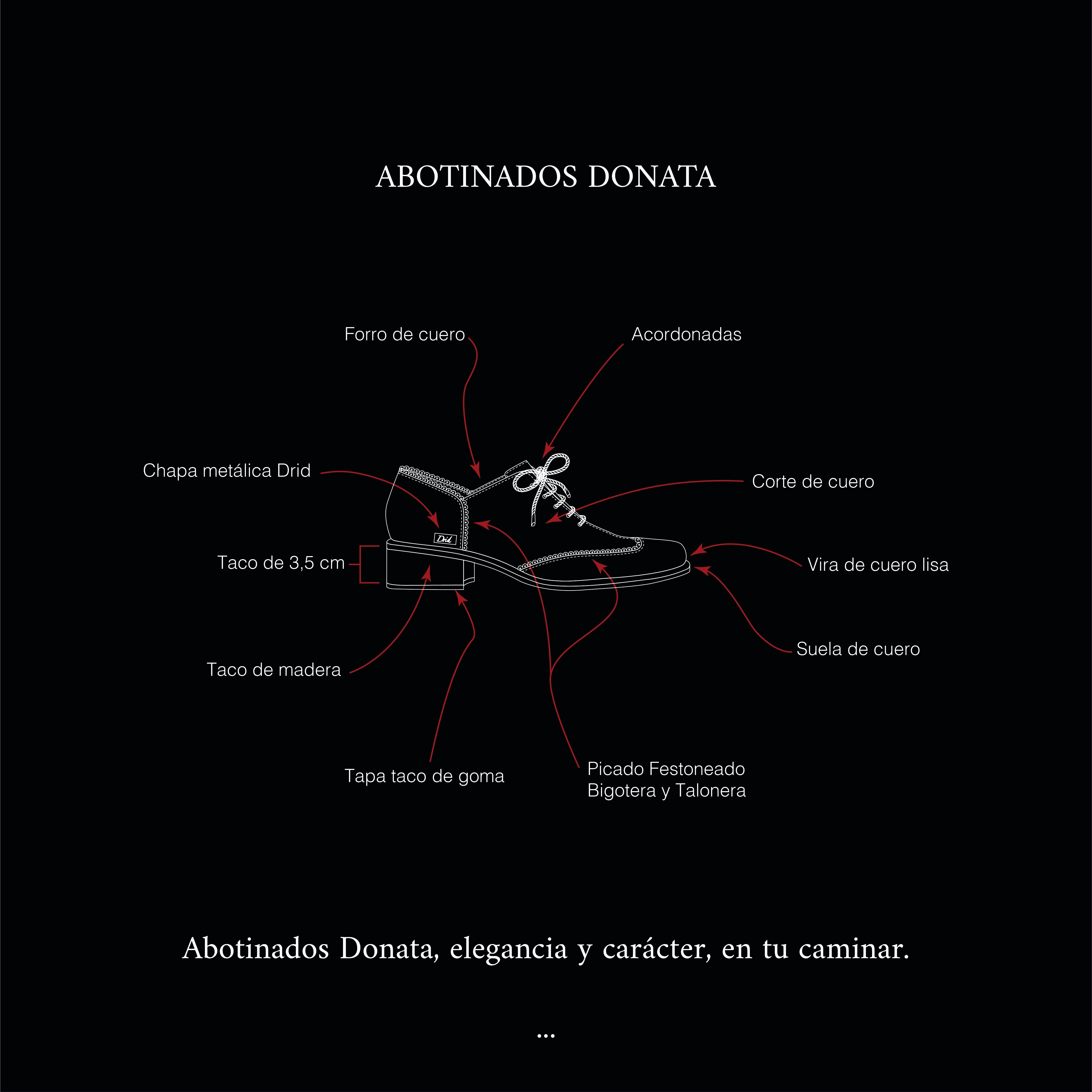 Abotinados Donata confort en tu caminar Drid ficha técnica