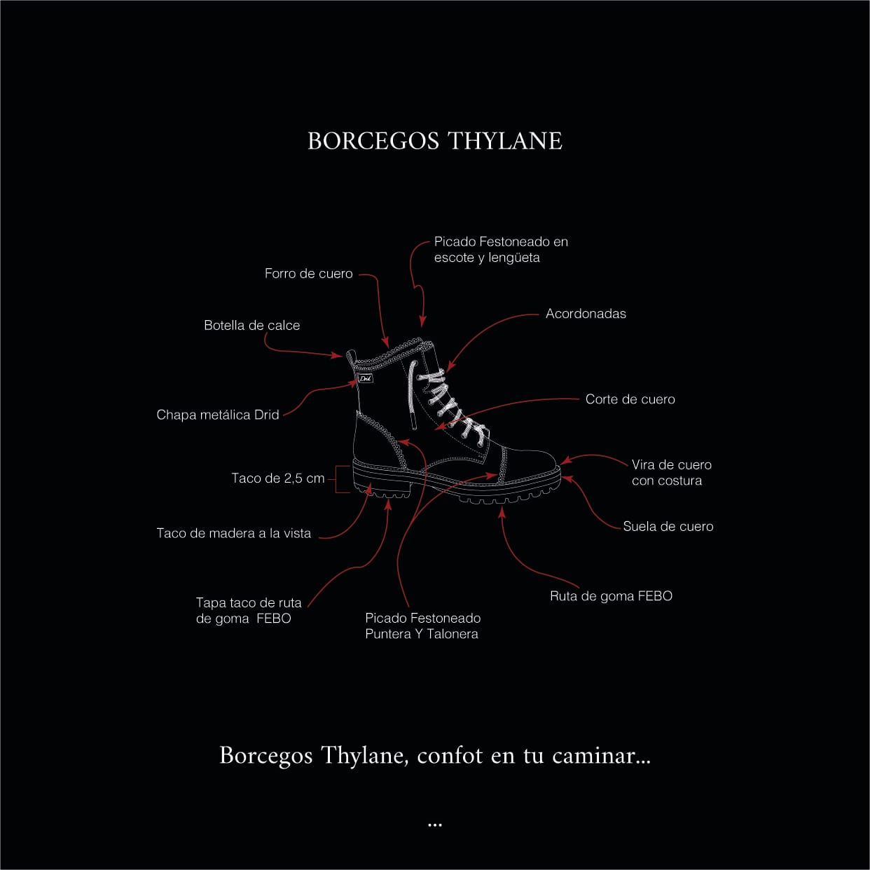 Borcegos Thylane confort en tu caminar Drid ficha técnica