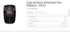 baffle parlante plastico American Vox VX 10  robusto profesional