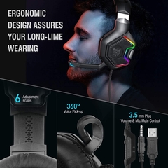 AURICULARES  GAMER ONIKUMA K10 PRO NEGRO ,nuevo en caja, garantía . GAMING - Pro Audio Store Argentina