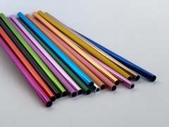 Pajitas Sorbete Eco Reutilizables Aluminio Anodizado X 10uds