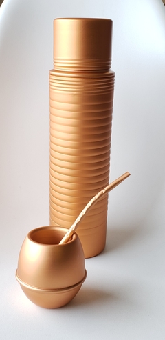 Juego Termo Vintage de Litro+ Mate Eggy + Bombilla curva Larga - minimademalis