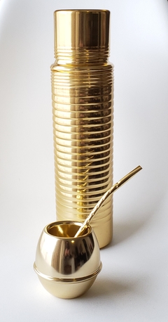 Imagen de Juego Termo Vintage de Litro+ Mate Eggy + Bombilla curva Larga