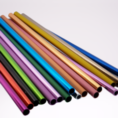 Pajitas Sorbete Eco Reutilizables Aluminio Anodizado X 10uds
