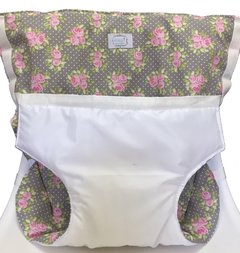 SILLA PORTÁTIL GRIS CON FLORES ROSAS