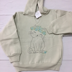 BUZO GATITO CON CAPUCHA VERDE