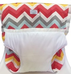 SILLA PORTÁTIL CHEVRON ROJO, BLANCO, GRIS, VERDE Y AMARILLO