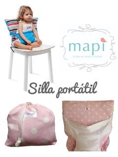 SILLA PORTÁTIL AZUL CON LUNARES BLANCOS - comprar online