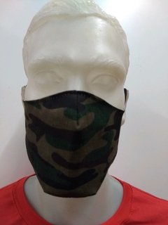 Tapa Boca camuflado militar doble tela reversible