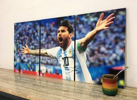 Cuadros - Tríptico Rusia 2018 Argentina vs Nigeria - Messi 02 - comprar online